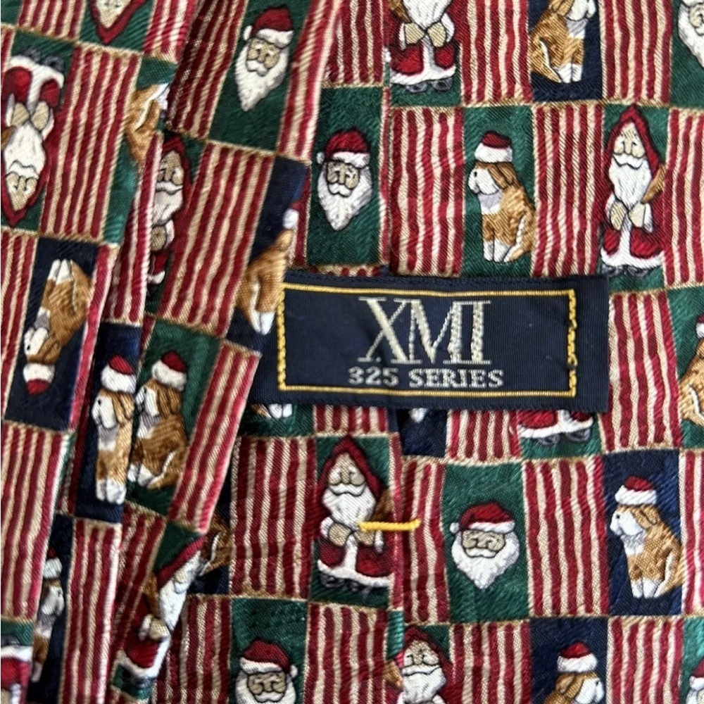 Mens Christmas/Holiday Silk Tie -Handmade Santa & Dog Bostonian Ltd Penn State - Picture 5 of 9